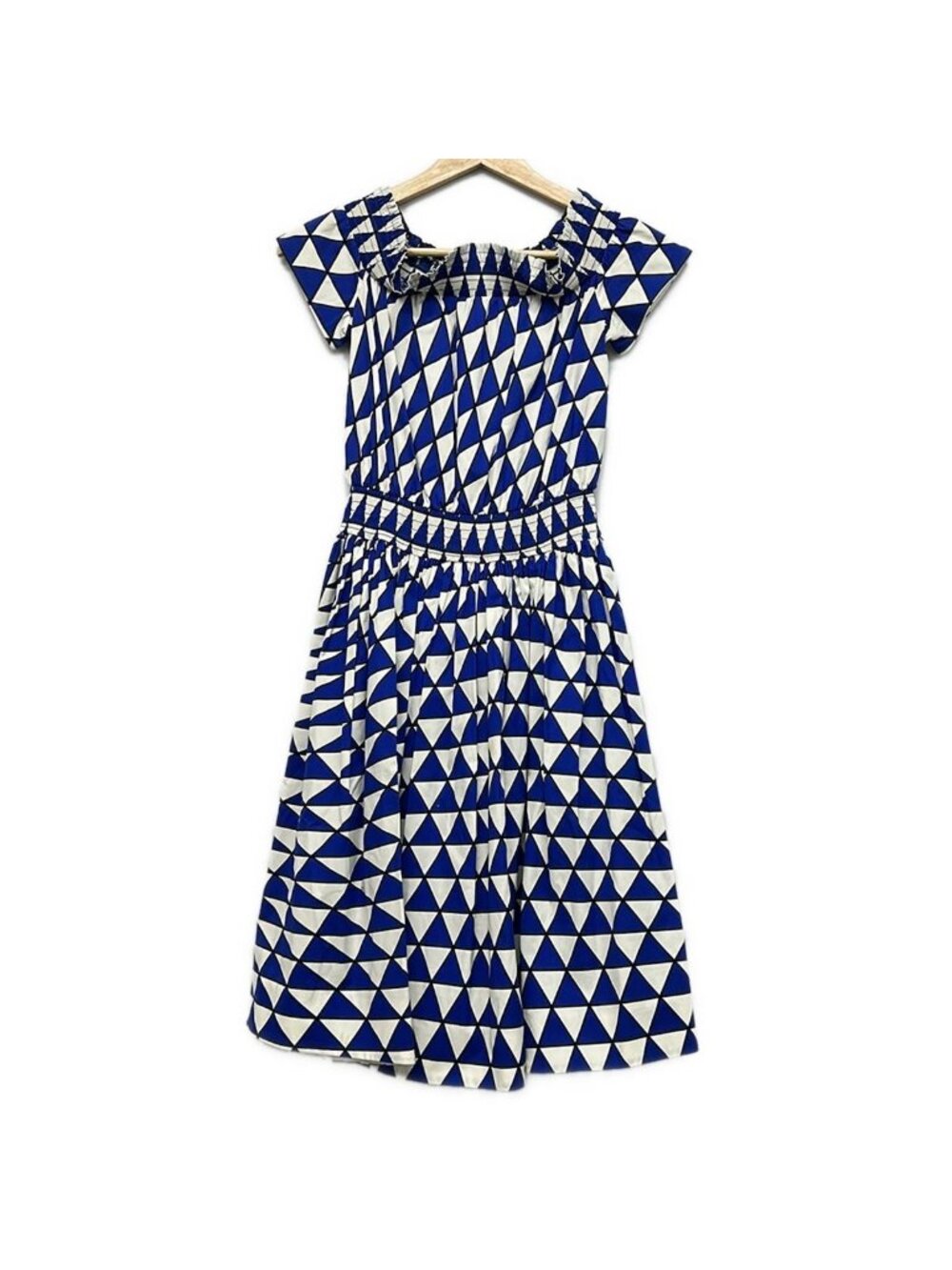 Prada Dress S Blue White Black Short Sleeve Knee-length